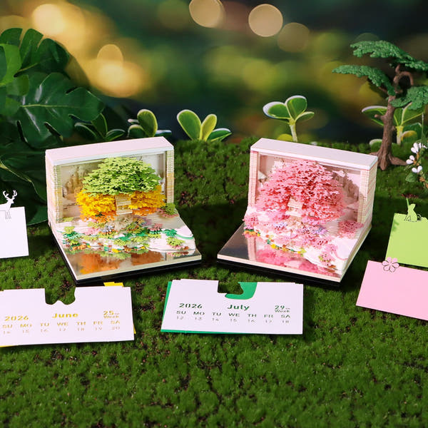 Calendario 3D 2026 - Isola degli alberi floreali