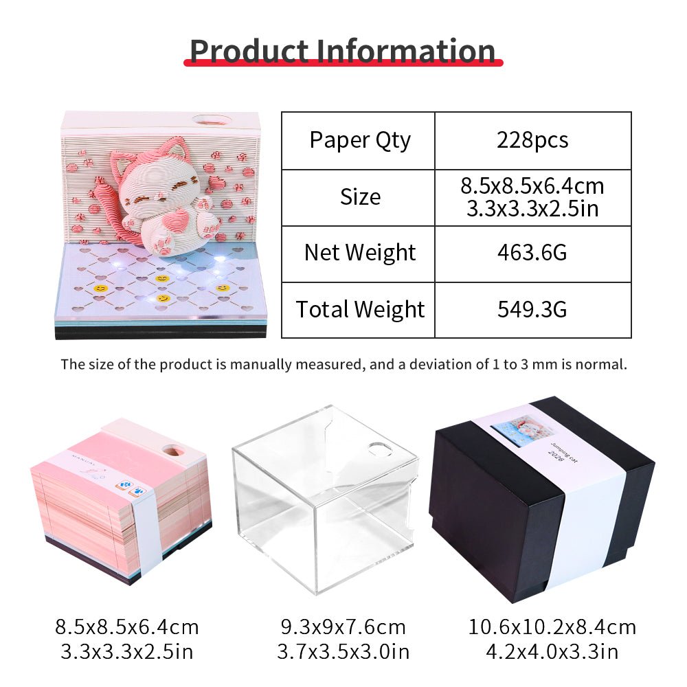 3D Calendar 2026 - Jumping cat