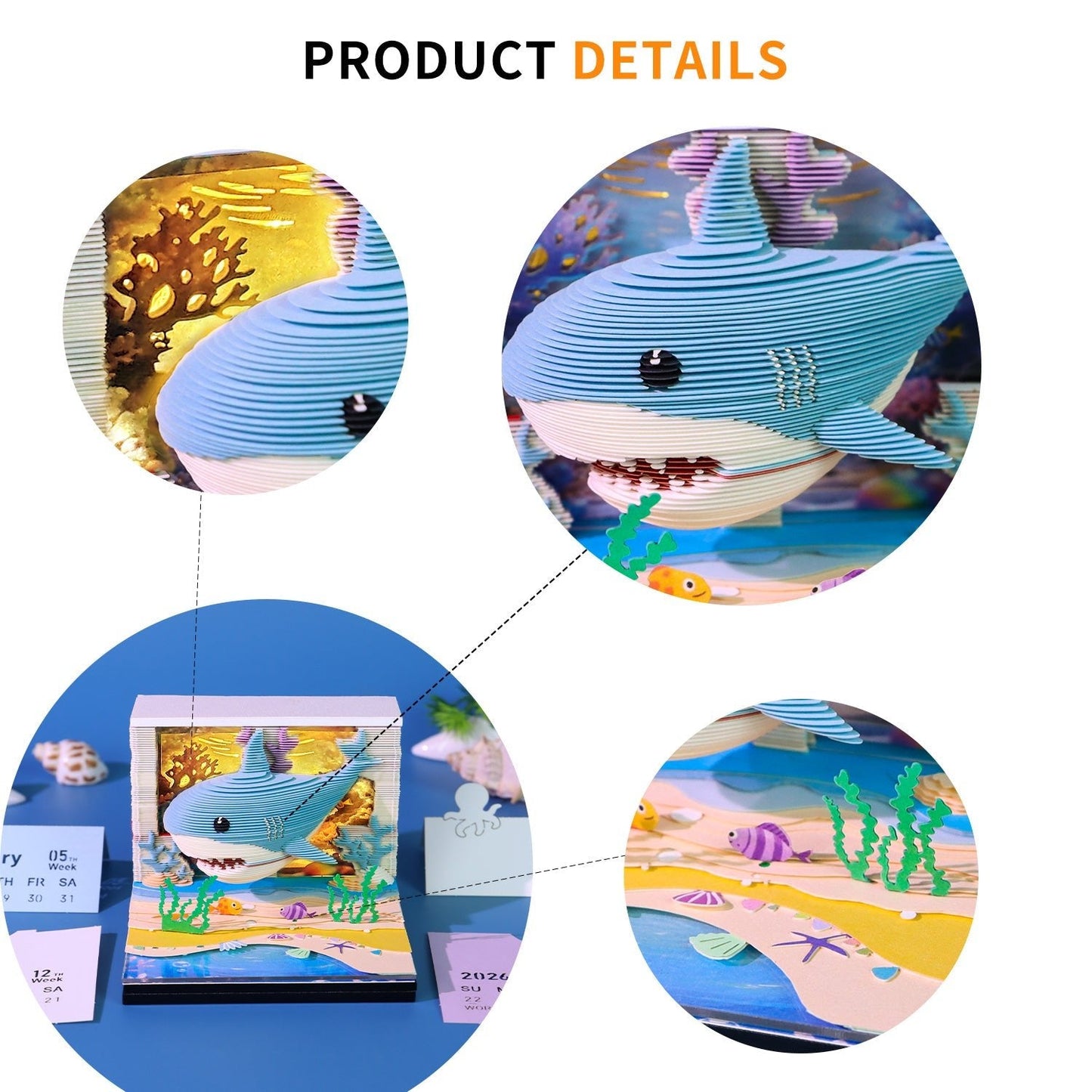 3D Calendar 2026 - Lovely Ocean Shark