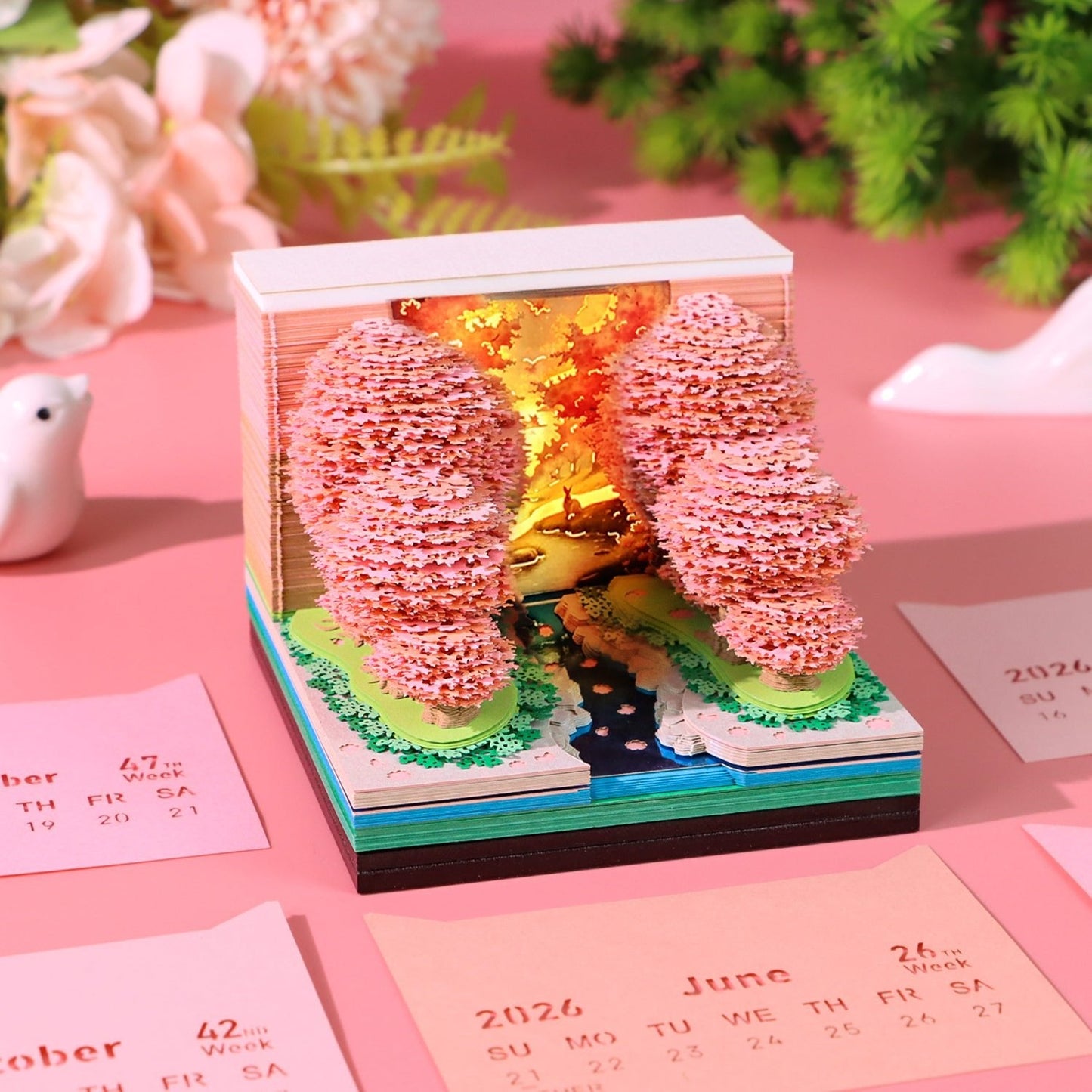 Calendario 3D 2026 - Foresta di fiori di pesco