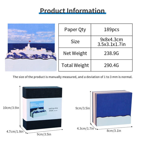 Calendario 3D 2026 - Veliero