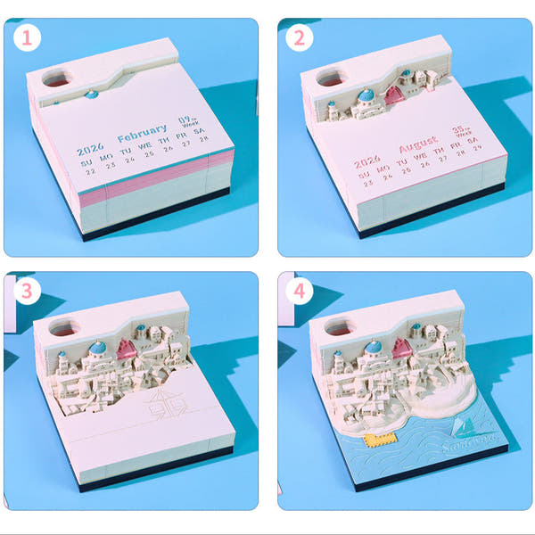 Santorini (con luce) & Calendario 2026)